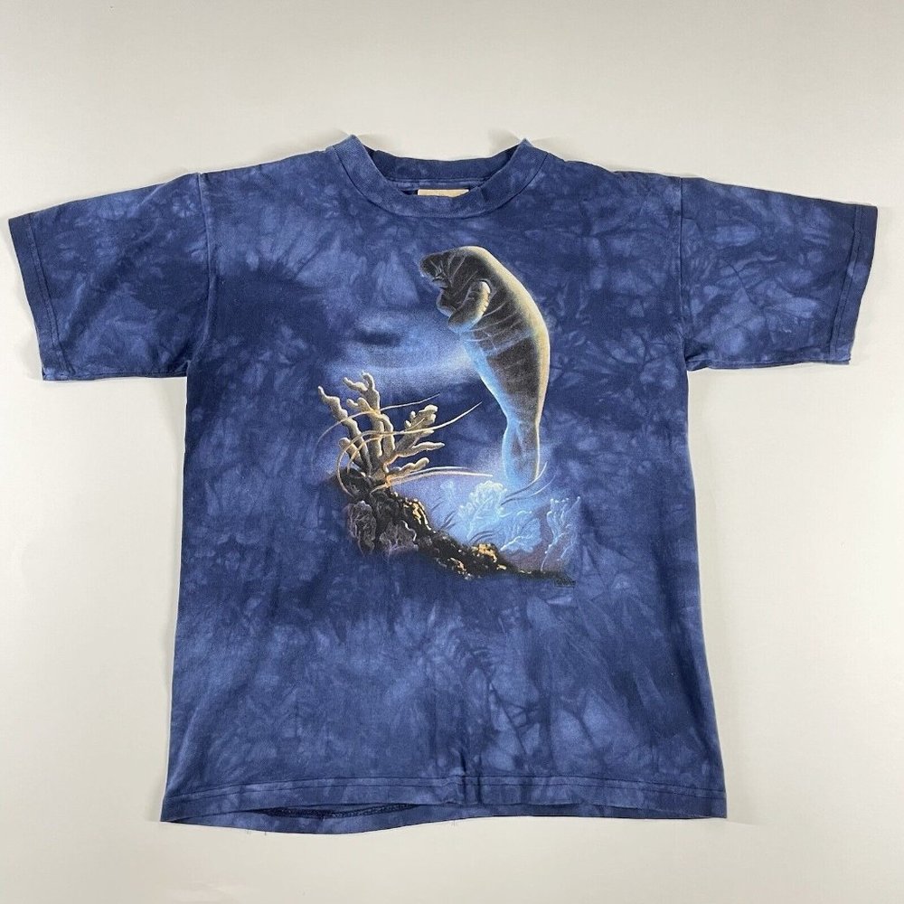Vtg The Mountain Rare Manatee Ocean Sea Animal T-Shirt Unisex Youth L Tie Dye